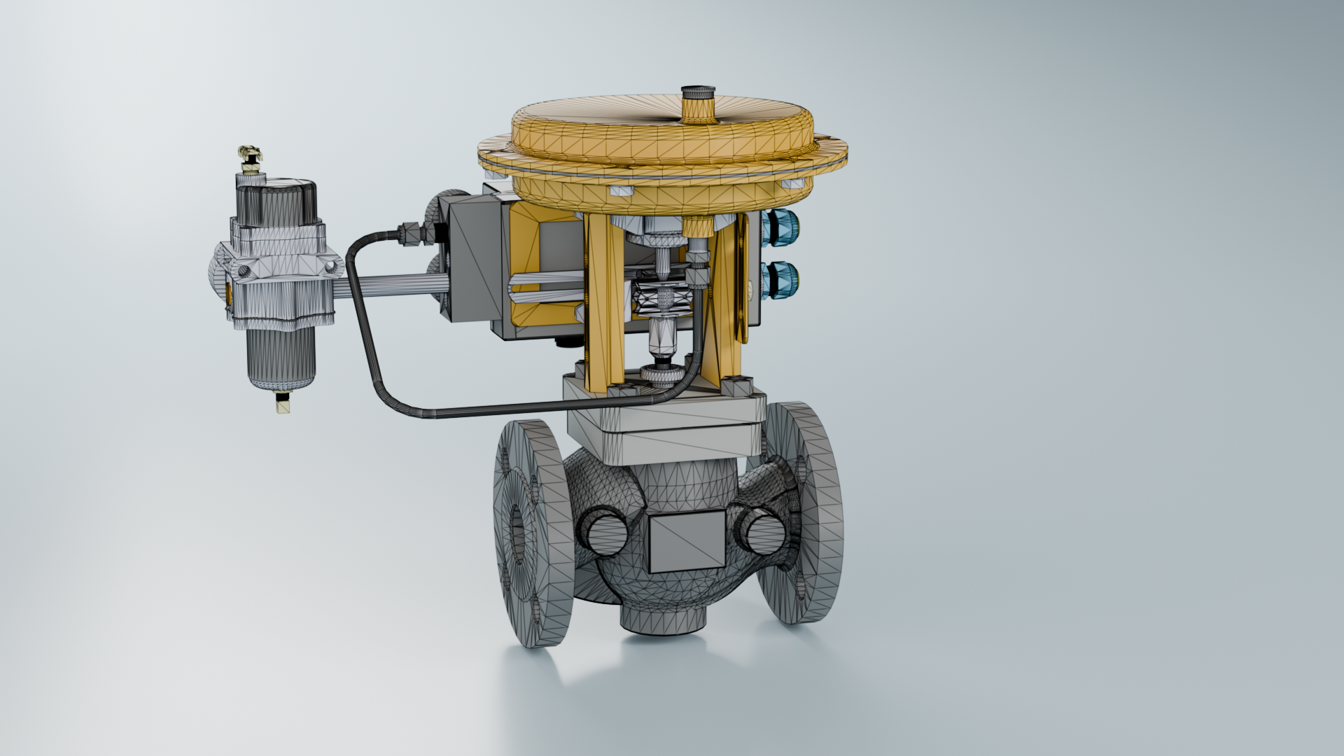 Wireframe-Darstellung eines technischen Bauteils als STL-Datei mit polygonaler Netzstruktur und typischer STL-Topologie.